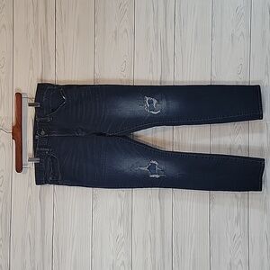 Gap Mens Dark Blue Denim Skinny Jeans Distressed Size 34" X 32"